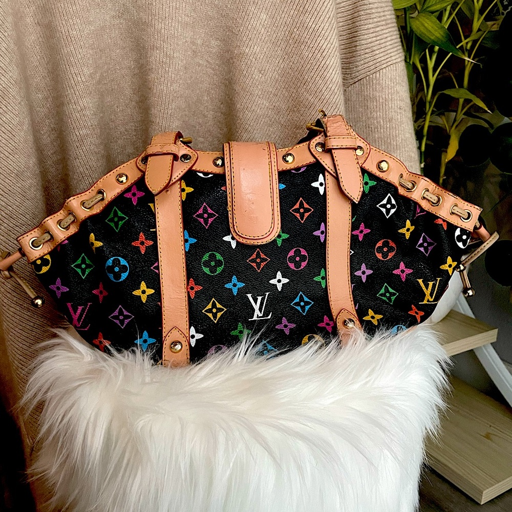 Louis Vuitton Theda Leather Black Monogram Multi Color Hand Bag (Vintage) - Picture 4 of 16